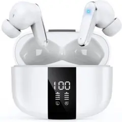 ワイヤレスイヤホン LED残量表示 AIスマート60時間再生 IPX7防水