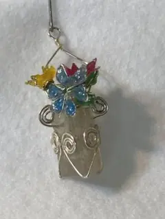 ハンドメイドレジン花瓶入り花束ピアス