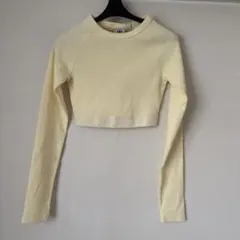 イエロー クロップド長袖トップス