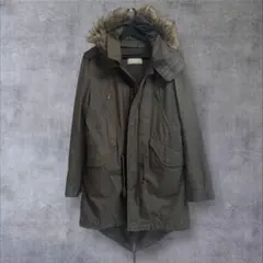 ナノユニバース ファー付き モッズコート S カーキ