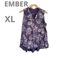 海外古着【EMBER 】花柄 ノースリーブシャツ XL