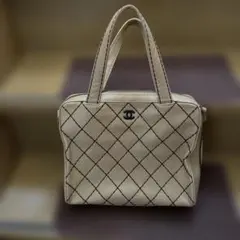 Chanel ベージュ キルティング ハンドバッグ