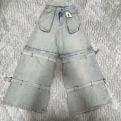 ライトブルーデニムワイドパンツ