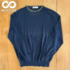 223 【Ermenegildo Zegna】 長袖コットンセーター ネイビー