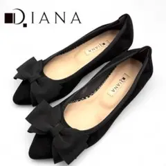 美品✨23cm DIANA ダイアナリボン付き バレエシューズ 黒 スエード