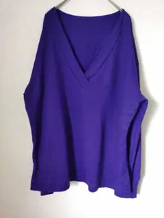 美品 SHEIN Vネック カットソー プルオーバー パープル XL 袖ボタン
