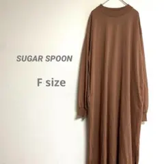 シュガースプーン レディース ロングワンピース クルーネック 袖ゆったり長め F