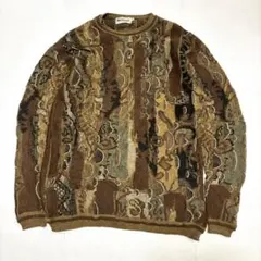 MEGALOS 90s USA製 3Dニット セーター XL