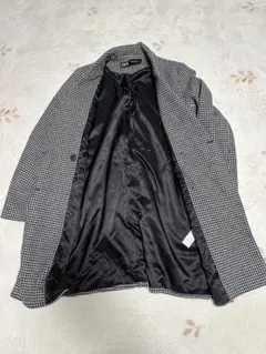 ZARA チェック柄 ダブルブレストコートミドル　グレー