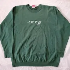 nfl ニューヨークジェッツ スウェットトレーナー古着 みどり緑グリーン刺繍ロゴ