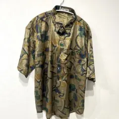 THAI SILK 半袖シャツ ゴールド　ヴィンテージ 　総柄シャツ