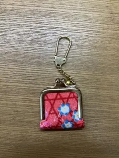 花柄がま口財布 赤色 小型