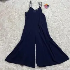 GU キャミソール　オーバーオール　ネイビー M ワイドパンツ　ロングシーズン◎
