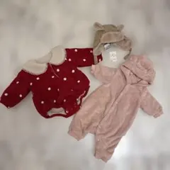 女の子 70cmサイズ相当♡ロンパース 、キャップ冬服まとめ売り♡新品タグ付有り