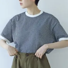 PAR ICI ギンガムジャガード 半袖BIG Tシャツ パーリッシィのサムネイル