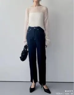 Re:EDIT リエディ　センタースリット　リサイクルデニム　MC ネイビー