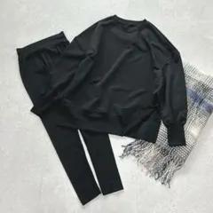 新品★シーイン【2点セット ルームウェア（S）】長袖カットソー＆リブパンツ 黒のサムネイル