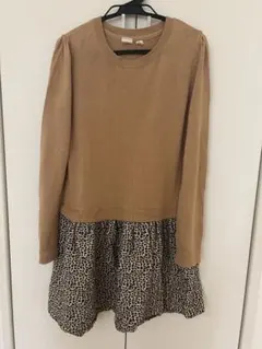 GAP KIDS 長袖レオパード柄ワンピース XL
