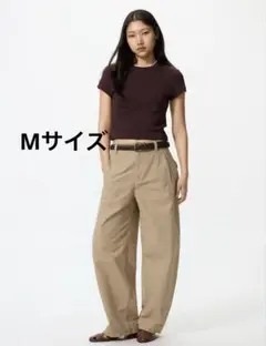 ジャージーバレルレッグパンツ　ベージュ　M