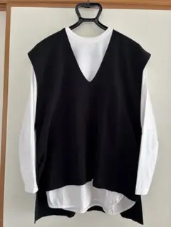 アダムエロペ　ベスト　クルーネックTシャツ　2点セット　ブラック　フリーサイズ