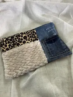 レオパード柄デニムポーチ