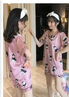 ウサギ レディース　パジャマ　ピンク　部屋着　大きい　L 　サテン　人気