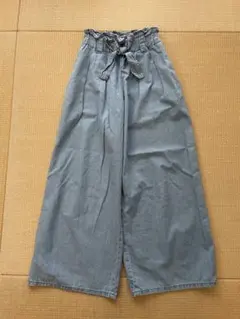 GU ライトデニムプルオンワイドパンツ 150