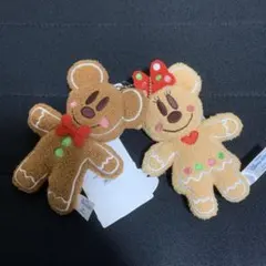 ジンジャーブレッドマン　ミッキー＆ミニー　ぬいぐるみバッジセット