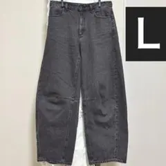 【Lサイズ】GU ジーユー バレルレッグジーンズ ダークグレー
