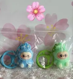 LABUBU ラブブ マスコットキーホルダー ブルー グリーン