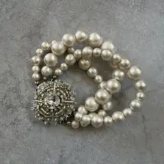 【ハンドメイド】パール 3連 ブレスレット コットンパール ホワイト