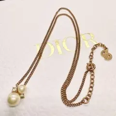 美品 DIOR ディオール ネックレス パール クリスタル ゴールド