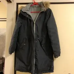 ロング中綿モッズコート ファー付き リバーシブル