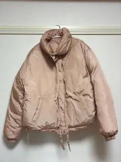 ナイロン 光沢 フロント リボン ファイバー ダウン ショート ブルゾン