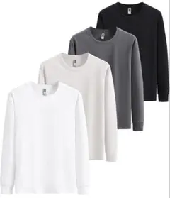 6.8oz ロングtシャツ ゆったり 4枚組 綿100% リブ袖口 あったか