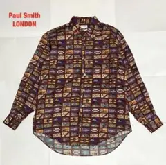 【人気】Paul Smith LONDON　総柄シャツ　ブドウ柄　80s　90s Paul Smith LONDON 長袖シャツ ぶどう柄 - メルカリ