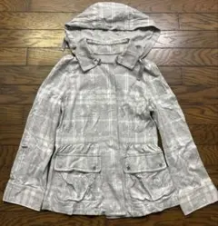 クレージュグレー チェック柄 コート フード付き