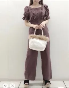 NICE CLAUP 新品未使用タグ付き　カットワークレースロンパース