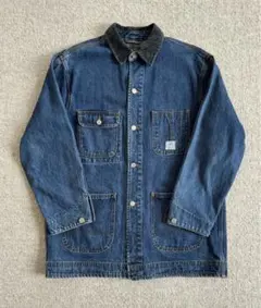 【超激レア 80s】ポロカントリー デニムジャケット ロゴ革パッチ サイドボタン 美品 激レア】ポロカントリー デニムジャケット ロゴタグ 革