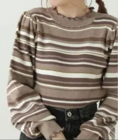 新品・タグ付　レイカズン　 リブ編み ボーダー ニット セーター