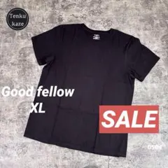 【美品】Good fellow コットン 無地ブラック メンズ半袖Tシャツ XL