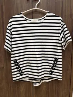 JEANASIS ボーダー 半袖 Tシャツ レースアップのサムネイル