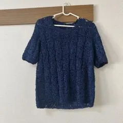 332 ネイビー　半袖トップス