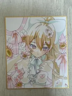 オリジナルイラスト手描き【狐の女の子】ケモ耳 【色紙 】一点物