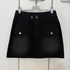 新品未使用！デニムミニスカート ブラックのサムネイル