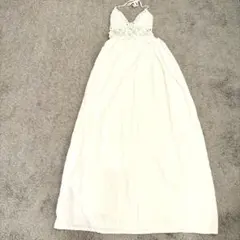 キャミワンピース　ロングワンピース　ホワイト　夏　レース編み　ゆったり　海外古着