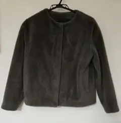 UNIQLO スムースヤーンフリースノーカラージャケット ベージュ　M