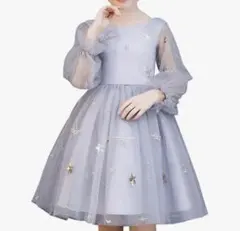 グレー 星の刺繍ドレス ワンピース130cm