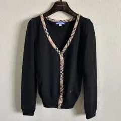 バーバリーブルーレーベル ウール100% カーディガン 黒 M size 38