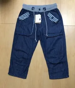 膝下パンツ　M デニム風紺色　値下げ中❣️のサムネイル